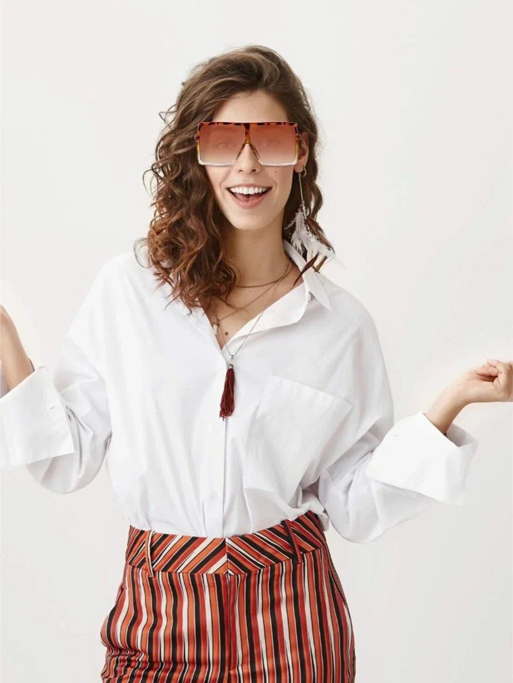 Lightweight Oversized Square Sunglasses with UV Protection - 3 Colors for Women